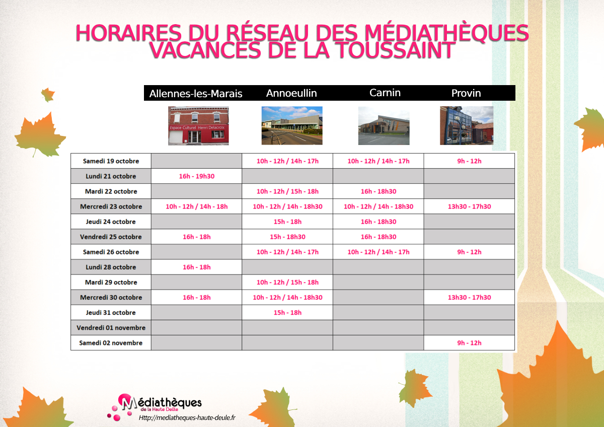 affiche horaires 2022 Toussaint 1